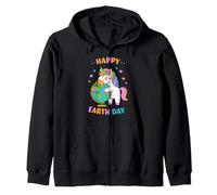 Happy Earth Day Licorne étreignant la planète Sweat à Capuche
