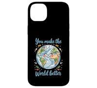 Happy Earth, Vous Rendez Le Monde Meilleur, Une planète Positive Coque pour iPhone 14 Plus