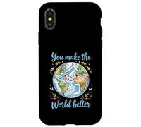 Happy Earth, Vous Rendez Le Monde Meilleur, Une planète Positive Coque pour iPhone X/XS