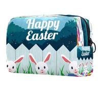 Happy Easter Bunny Egg Cute Lapins Cosmetic Bag for Women Travel Toiletries Bags Large Makeup Handy Pouch Organizer Bag With Zipper, multicolore, 18.5x7.5x13cm/7.3x3x5.1in, Trousse de toilette