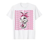 Happy Easter Bunny Rabbit Girl Coquette Bow Ruban Rose T-Shirt