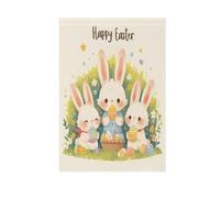 Happy Easter Cartoon Cute White Rabbit Spring Outdoor Flags Happy New Year Banner for Patio Decoration 28x40 Double Face