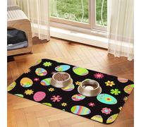 Happy Easter Colorful Easter Eggs,Waterproof Pet Feeding Mat,PU Leather Placemats for Cat Dog Water Bowl,Food Mats,40x60cm