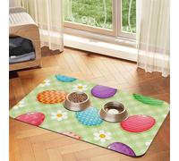 Happy Easter Colorful Easter Eggs,Waterproof Pet Feeding Mat,PU Leather Placemats for Cat Dog Water Bowl,Food Mats,40x60cm