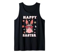 Happy Easter Cute Bunny Face with Bubble Gum Glasses Débardeur