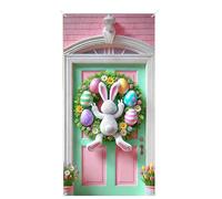 Happy Easter Door Cover - Cute Spring Holiday Banner, Colorful Entryway Decoration, Durablee Indoor Outdoor Hanging Ornament | Charming Seasonal Front Door Accessory, Lightweight Festive Display Piece