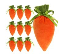 Happy Easter Egg Hunt Bags, 10-Piece Easter Carrot Bags, Kids Drawstring Party Favor Basket Stuffers, Fun & Adorable Design, High-Quality, .9x4.7 Inches Perfect Size For Candy & Treats