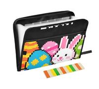 Happy Easter Egg Rabbit Cute Expanding File Pocket 13 Pockets A4 Letter Size with Zipper Closure for File Jacket