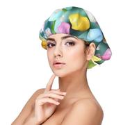 Happy Easter Holiday Print Bonnet de nuit en satin pour adulte - Bonnet de sommeil en soie pour femme et homme - Noir, noir, taille unique