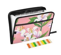 Happy Easter Lys Flower Organiseur de fichiers 13 poches Format A4 avec fermeture éclair pour dossiers de documents avec poches
