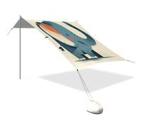 Happy Elephant Auvent de plage pliable UPF50+ imperméable Grand abri solaire portable avec poches de sable pour jardin et camping