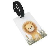 Happy Étiquette de bagage avec motif lion jaune et orange Idéal pour les sacs à dos de voyage et de croisière