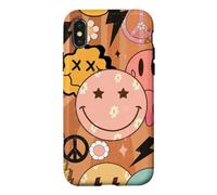 Happy Face Daisy Peace Collage Graphique Coque pour iPhone X/XS