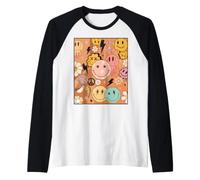 Happy Face Daisy Peace Collage Graphique Manche Raglan