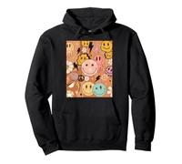 Happy Face Daisy Peace Collage Graphique Sweat à Capuche