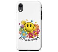 Happy Face Fleur Jardin Pensées Positives Sourire Rétro Coque pour iPhone XR