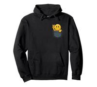Happy Face Panneau Peace Peeking from Pocket Style rétro drôle Sweat à Capuche