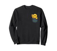Happy Face Panneau Peace Peeking from Pocket Style rétro drôle Sweatshirt