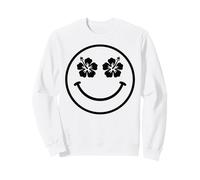 Happy Face Yeux d'hibiscus Motif Floral d'été Sweatshirt