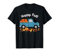 Happy Fall Citrouille Camion Feuilles Chat Noir T-Shirt