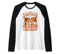 Happy Fall GNOME for Women with Pumpkin Spice Autumn Vibes Manche Raglan
