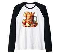 Happy Fall Hot Tea Graphic for Women Toffee Hot Chocolate Manche Raglan