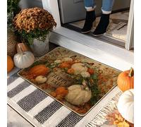 Happy Fall Paillasson citrouille orange pour entrée extérieure et intérieure, décoration d'automne, caoutchouc imperméable, antidérapant, absorbant la poussière, facile à nettoyer, 73,6 x 43,2 cm