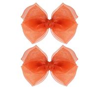 Happy Fall Pinces à cheveux en ruban en maille de 10,2 cm Orange Rouge Organza Double nœud en tulle Barrettes crocodile Barrettes Épingles à cheveux Cadeau de remerciement Accessoire de décoration