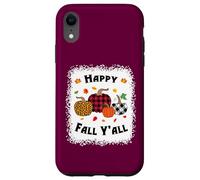 Happy Fall Y'all Citrouille blanchie Thanksgiving Halloween Coque pour iPhone XR