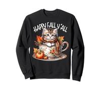 Happy Fall Yall for Cat Lover and Kitten Mom Cute Autumn Sweatshirt