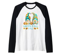 Happy Fall Yall Gnomies with Pumpkin for Autumn Fall GNOME Manche Raglan