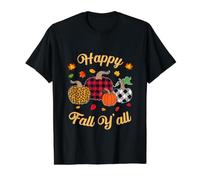 Happy Fall Y'all Léopard Citrouille Saison Automne Femmes Filles T-Shirt Graphique avec Valeur