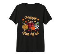 Happy Fall Y'all Léopard Citrouille Saison Automne Femmes Filles T-Shirt Haut de Gamme