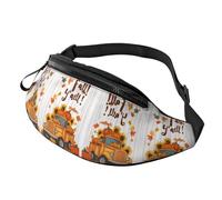 Happy Fall Y'all Sac à bandoulière tendance imprimé citrouille d'automne unisexe sac banane taille réglable pour les aventuriers en plein air - Sac durable pour équipement de randonnée/camping 14 x 35