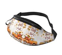 Happy Fall Y'all Sac à bandoulière tendance imprimé citrouille d'automne unisexe sac banane taille réglable pour touristes - Sac léger et résistant au vol pour les visites touristiques 14 x 35 cm, A18