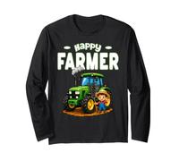 Happy Farmer Ferme agricole Automne Printemps Récolte Tracteur Manche Longue