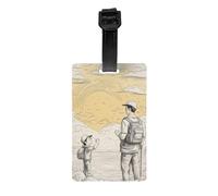 Happy Fathers Day by Son Étiquettes de bagage pour valises Identifiants durables Étiquettes de sac pour une reconnaissance facile des sacs Essentiels de voyage, Blanc, One Size