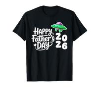 Happy Father's Day UFO Moon Alien Dad Design T-Shirt