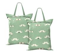 Happy Father's Lot de 2 sacs de voyage étanches pour vêtements sales avec poignée Motif barbe Vert