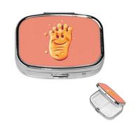Happy Foot Pilulier carré en métal à 2 compartiments - Joli pilulier de voyage portable pour médicaments et vitamines - Cadeau unique pour homme et femme