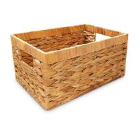 Happy Fox Grand panier en osier tissé, rangement de jouets, 35,3 x 24,9 x 16 cm, panier en jacinthe d'eau pour organiser les articles de chambre à coucher et de salle de bain (M)