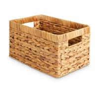 Happy Fox Grand panier en osier tissé, rangement de jouets, 40 x 30 x 18 cm, panier en jacinthe d'eau pour organiser les articles de chambre à coucher et de salle de bain (L)