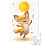 Happy Fox Illustration Puzzle 1000 Pièces Cadeau Unique Jeu Éducatif Défi Jouet À De Qualité Supérieure Peinture Art pour Adultes Et Enfants À Partir De 12 Ans 70x50cm/1000pcs