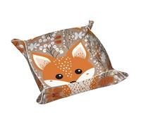 Happy Fox Petite boîte de rangement de bureau en cuir imprimé - Plateau de rangement personnalisé multifonction