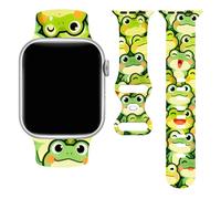 Happy Frog Bracelet vert pour iWatch compatible avec Apple Watch 38 mm 40 mm Bracelet de rechange en silicone souple pour Series 11/10/9/8/7/6/5/4/SE/Ultra 3 2 1 pour homme et femme