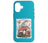 Happy Frog on Champignon Cottagecore Cute Toadstool Art Coque pour iPhone 16