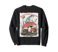 Happy Frog on Champignon Cottagecore Cute Toadstool Art Sweatshirt