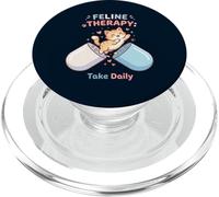 Happy Funny Cat Lover Feline Therapy Take Daily Cute Humour PopSockets PopGrip pour MagSafe