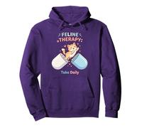 Happy Funny Cat Lover Feline Therapy Take Daily Cute Humour Sweat à Capuche