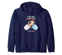Happy Funny Cat Lover Feline Therapy Take Daily Cute Humour Sweat à Capuche
